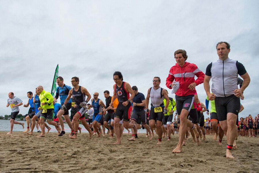 Poor weather conditions failed to keep down the number of competitors for Sunday's triathlon. (Photo: Ron Hiner)