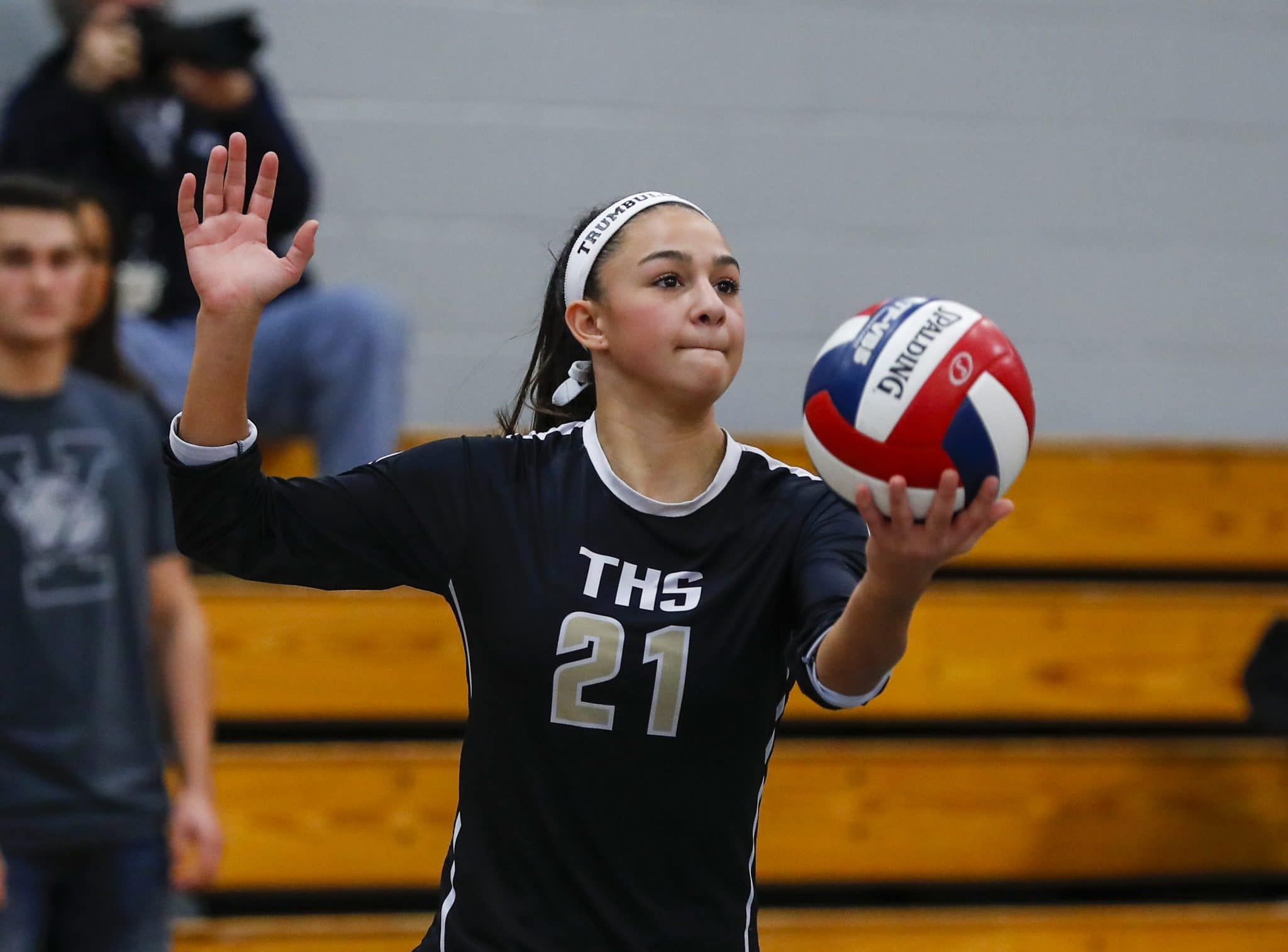 Trumbull's Ashleigh Johnson prepares to serve the ball. - The Ruden Report